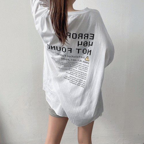 에러 레터링 백포인트 면 오버핏 긴팔 티셔츠 (화이트/그레이/블랙)